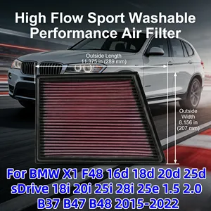 Filtro de Aire de Alto Flujo para <span class=keywords><strong>BMW</strong></span> <span class=keywords><strong>X1</strong></span> F48 16d <span class=keywords><strong>18d</strong></span> 20d 25d <span class=keywords><strong>SDrive</strong></span> 18i 20i 25i 28i 25e 1.5 2.0 B37 B47 B48 2015-2022 - Product Image 1