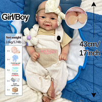 Poupée Bébé Reborn en Silicone de 17 Pouces Personnalisée de Marque en Gros, Design à Yeux Ouverts, Jouet de Collection Commémorative et d'Exposition