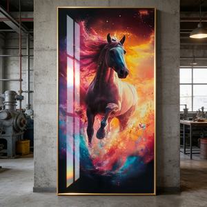 Decoración de Pared de Porcelana de Cristal con Diseño de Caballos y Nubes Coloridas para la Entrada del Salón, Decoración del Hogar Personalizada al por Mayor - Product Image 3