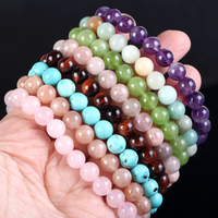 Vente en gros, Bracelet classique élastique 6/8MM en pierre naturelle de cristal de guérison, Bracelet de perles de pierres précieuses, bijoux de mode pour homme et femme