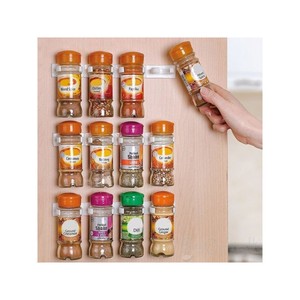 No-Drill <b>Spice</b> <b>Jar</b> Storage <b>Rack</b> White Wall Mounted Condiment Bottle Organizer Cabinet Organizer - Product Image 1