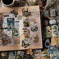 20 Fogli di Adesivi Vintage in PET per Decorazione Diario, Piante, Fiori, Farfalle, Album di Adesivi INS, Scrapbooking, Cancelleria Kawaii
