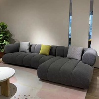 Rosegia ZF-8102 #   Ensemble de canapés en tissu en forme de L moderne à trois places pour usage hôtelier, design confortable avec pieds en fer