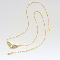 Kalung Liontin Sayap Malaikat Perak Sterling S925 Elegan, Bertabur CZ Penuh, 2 Warna, Grosir Perhiasan Wanita, Bijoux Collares