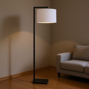 Lámpara de Pie Moderna de Metal de 62 Pulgadas, Color Negro, Pantalla de Tela Blanca, Fuente de Luz LED, Cuerpo de Hierro, Uso Residencial - Product Image 2