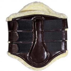 HM Global - Protectores de Patas de Caballo Personalizados de Cuero PU Marrón Patentado, Botas de Tendón y Fetlock de Piel Sintética Suave, Ligeras y Resistentes a los Impactos - Product Image 1