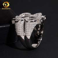 Bague Dollar Hip Hop pour Homme, Bague Moissanite Iced Out D VVS en Argent Sterling 925