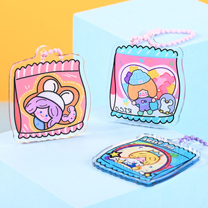 Spot Wholesale Acrylic <b>Keychains</b> Creative Cartoon DIY Key Charms <b>Anime</b> Lightweight Rectangular Key Fobs - Product Image 3