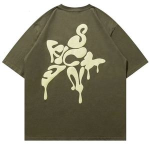 Camiseta de Verano para Hombre con Logotipo Personalizado, 100% Algodón, Estampado PUFF, Ecológica, de Secado Rápido, Estilo Graffiti, Talla Grande, Manga Corta - Product Image 2