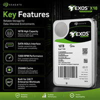 Disco duro empresarial Seagate Exos X18 ST16000NM000J de 16 TB, 3.5 pulgadas, SATA 6 Gb/s, 7200 RPM, 256 MB de caché, helio, CMR, para servidor