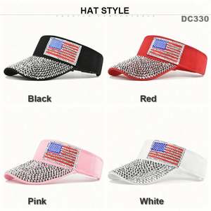 Créez votre propre casquette pare-soleil en paille avec drapeau américain et strass pour les voyages en plein air et le cyclisme - Product Image 4