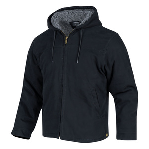 Veste de travail en toile imperméable à capuche longue décontractée d'hiver avec doublure en polaire 360GSM Service OEM - Product Image 1