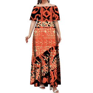 Vestido Plisado de Manga Corta con Diseño de Patrón Samoano Malu, Personalizado, de Alta Calidad, Talla Grande 7XL, Estilo Casual de Negocios, con Hombros Descubiertos - Product Image 5