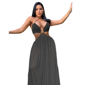 Y208091 bretelles Offres Spéciales personnalisées robe de vacances évidée sexy robes décontractées d'été longueur au sol - Product Image 2