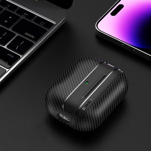 Funda Protectora de Fibra de Carbono para Auriculares <span class=keywords><strong>Airpods</strong></span> Pro <span class=keywords><strong>3</strong></span> / Pro 2 / Pro / 4 <span class=keywords><strong>ANC</strong></span> y 4 <span class=keywords><strong>3</strong></span> 1 2, Cubierta Resistente de TPU y PC con Gancho - Product Image 6
