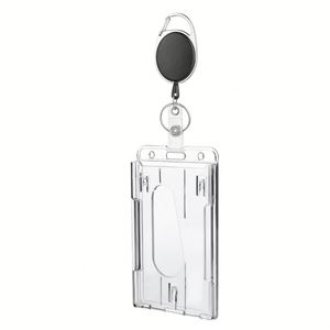 Porte-badge rigide vertical et horizontal X527 en plastique PS, 2 emplacements pour cartes, transparent cristallin - Product Image 3