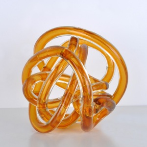 Decorazione per la Casa, Scultura in Vetro Artistico da 6 Pollici, Nodo Intrecciato Blu Scuro <span class=keywords><strong>e</strong></span> <span class=keywords><strong>Oro</strong></span>, Fermacarte in Vetro, Decorazione da Esposizione - Product Image 2