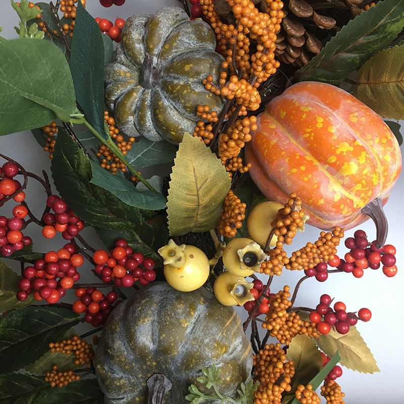 PVC artificial Pumpkin Wreath Autumn Harvest Maple Leaf Front Door Garland Party Supplies