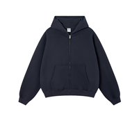 Sudadera con capucha y cremallera con logo de pedrería, oversize, vintage, con lavado ácido, de forro polar grueso, estilo streetwear, para hombre, OEM personalizado