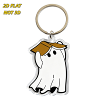 Porte-clés en acrylique fantôme avec chapeau, mignon, découpé, breloque d'Halloween pour les fans d'horreur, étudiants, joueurs, pendentif transparent et durable