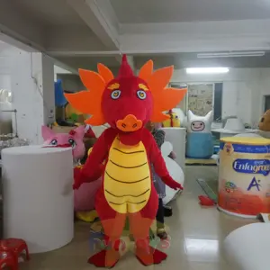 Funtoys kırmızı dinozor yetişkin hayvan Cosplay maskot kostüm sahne performansı için cadılar bayramı noel partisi gösterisi