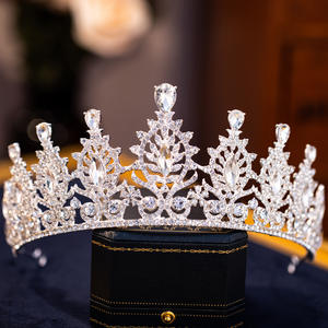 إكسسوارات شعر كريستالية عالية الجودة بالجملة، تيجان ملكية كلاسيكية للحفلات والمناسبات، إكسسوارات شعر للعرائس - Product Image 1