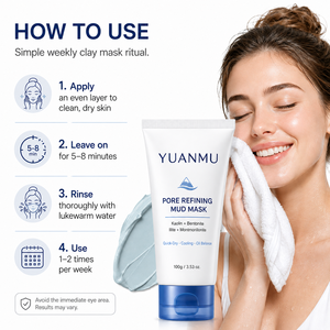 Mascarilla Facial Refrescante <span class=keywords><strong>de</strong></span> Barro Azul para Refinar los Poros, Cuidado <span class=keywords><strong>de</strong></span> los Poros y Puntos Negros, Control <span class=keywords><strong>de</strong></span> Grasa, Purificante <span class=keywords><strong>de</strong></span> Poros, Fórmula <span class=keywords><strong>de</strong></span> Secado Rápido - Product Image 6