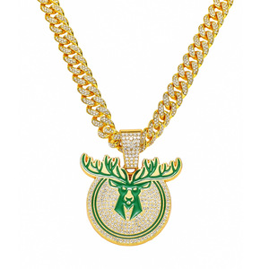 Hot Selling Personalization Popular Design Shine Alloy Deer <b>Head</b> Pendant Necklace Hiphop <b>Style</b> Men's Necklace Wholesale Jewelry - Product Image 6