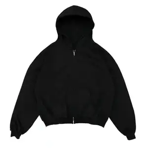 OEM individuelle Herren Reißverschluss-Kapuzenjacke 100 % Baumwolle hohe Qualität französisches Terry einfarbig Reißverschluss-Kapuzenpulli Boxy Hoodie 400 gsm