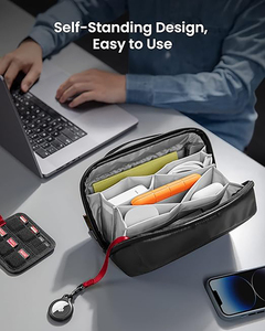 <b>Waterproof</b> Shockproof Dustproof Polyester Electronic Organizer Pouch Travel Case Multiple Compartments for <b>Cables</b> - Product Image 4