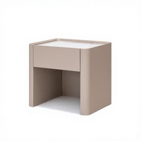 Table de chevet minimaliste beige de conception italienne, en MDF de qualité E0, avec plateau en bois, armoire de chambre à coucher de luxe pour la maison et la villa