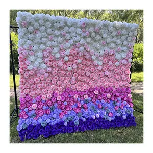 Decorations 2023 New Design Purple Pink White Gradient Color Wedding Wall Simulation Flower Wall Wedding Decorations Flower Wall Background
