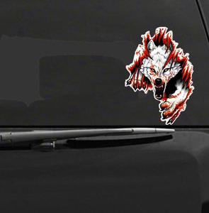 สติกเกอร์ติดรถลาย3D ลายหมาป่าโกรธสติกเกอร์ติดรถมอเตอร์ไซค์แบบสะท้อนแสงสติกเกอร์แต่งรถมอเตอร์ไซค์ - Product Image 2