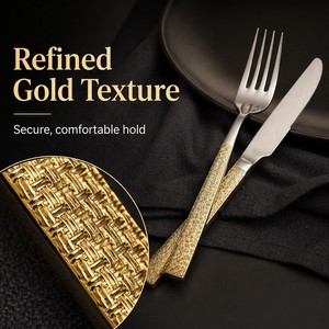 Ensemble de vaisselle créatif en acier inoxydable épaissi à motifs, pour restaurants occidentaux, ensemble de cinq pièces - Product Image 5