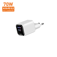 Vina 70W Pengisi Daya Cepat GaN Tipe-C Colokan Dinding Layar Pintar PD 3.2 AVS PPS QC 3.0 Disetujui KC Colokan EU untuk Samsung Seluruh Dunia