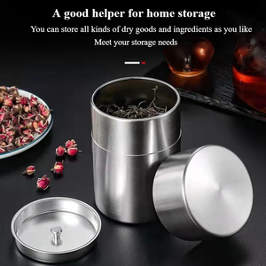 RTS all'ingrosso 8*12cm vite in acciaio inox 304 portatile a doppio coperchio sigillato caffè Matcha <span class=keywords><strong>barattolo</strong></span> di conservazione per la casa in grani lattine - Product Image 4