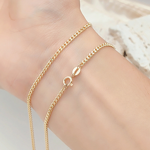 Joias Finas para Mulheres e Homens, Colar de Cadeia Curb de 2.2mm em Ouro Amarelo 14K para Atacado AU585 - Product Image 2