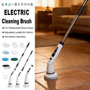 Brosse de nettoyage électrique sans fil à long manche, double vitesse, écologique, pour le nettoyage des sols, brosse rotative - Product Image 1