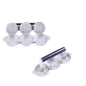 Hot Selling Non-Stick Metal Round Shape Hamburger Mold Press Three Burger Press Food Grade Eco-Friendly - Product Image 6