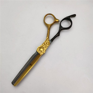 Tijeras de peluquería Suzhou SG de 62 mm para entresacar, para diestros, tijeras de estilista, hoja dorada y negra, estilo estándar - Product Image 4
