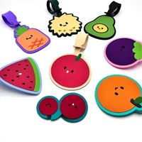 Étiquette de bagage en PVC imprimée UV motif fruits mignons, pour valise de voyage, sac d'école, sac de bord, anti-perte, à suspendre, en stock, promotion, cadeau