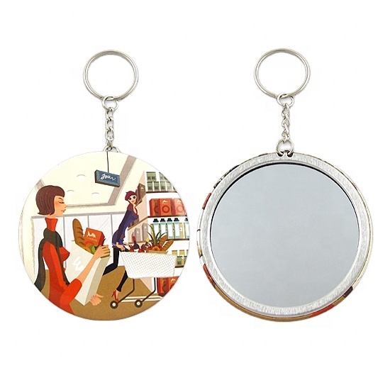 Оптовая продажа, жестяные брелоки с зеркальной кнопкой 3 см
