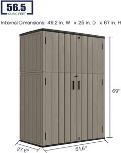 Abri de <span class=keywords><strong>rangement</strong></span> vertical extérieur étanche de 57 pieds cubes, armoires de <span class=keywords><strong>rangement</strong></span> pour jardin, cour, maternelle - Product Image 3