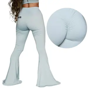 Abbigliamento sportivo in Spandex con Logo personalizzato 2024 da donna pantaloni da Yoga a vita alta da palestra per allenamento Fitness vestiti attillati Leggings da Yoga