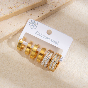 Neue Modische Edelstahl-Ohrringe mit Diamantbesatz im Europäisch-Amerikanischen Stil, Luxuriöse und Vielseitige Ohrringe für Damen - Product Image 6