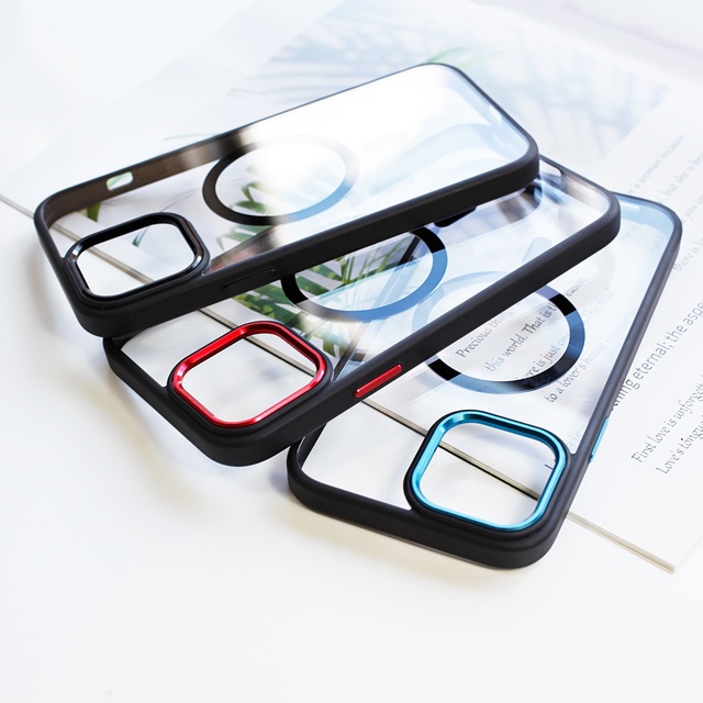 WOWCASE High Quality Metal Lens Ring Matt Skin Felling TPU PC Phone Case for iPhone 12 13 Pro Transparent Luxury Phone Case