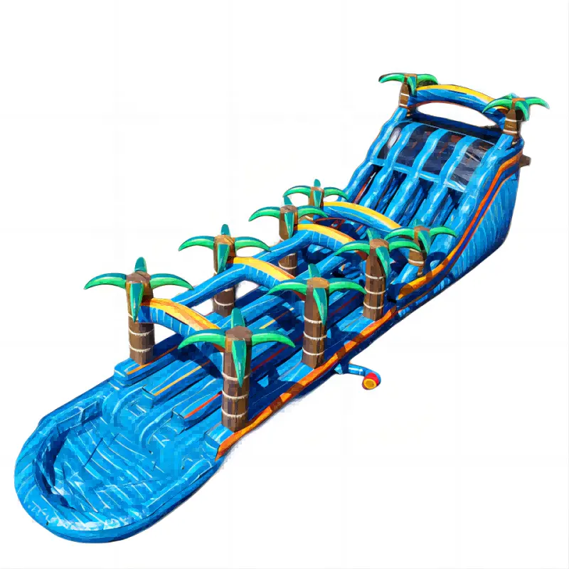 18'h Ba làn đường trượt nước Inflatable Inflatable screamer trượt với hồ bơi để bán