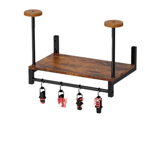 Wooden Motorcycle Helmet Rack <b>Wall</b> Mounted 51cm With <b>Hooks</b> For Storage Display - Product Image 2