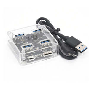 <span class=keywords><strong>USB</strong></span> شفاف محمول محور <span class=keywords><strong>4</strong></span> في 1 مقسم خارجي عالي السرعة للكمبيوتر المحمول كمبيوتر محمول كمبيوتر محمول ماك نوت بوك - Product Image 4