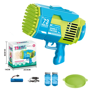 Pistolet à bulles électrique <span class=keywords><strong>73</strong></span> trous automatique, mitrailleuse à bulles, jouets pour enfants et batterie rechargeable, pistolet à bulles Bazooka - Product Image 1